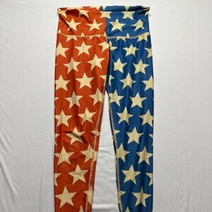 Teeki Star Print High-Waist Leggings | Red White Blue | Size Medium